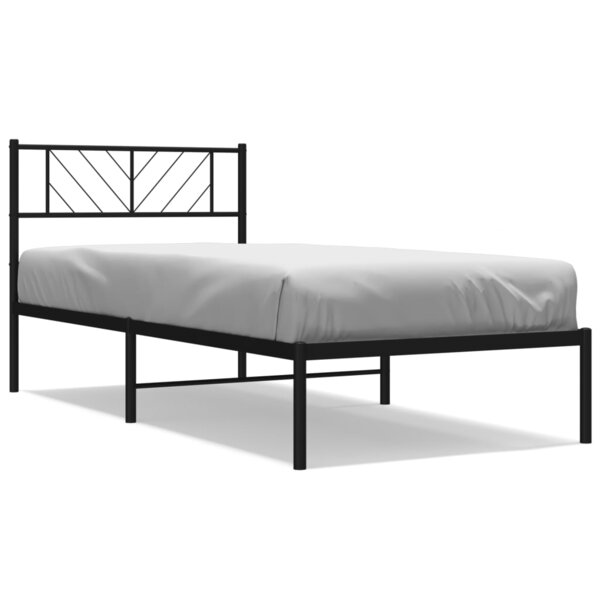 vidaXL Cadre de lit métal avec tête de lit noir 107x203 cm