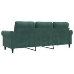 vidaXL Canapé à 3 places Vert foncé 180 cm Velours