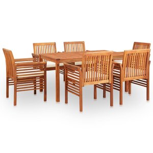 vidaXL Mobilier à dîner d'extérieur 7 Pièces et coussins Acacia solide