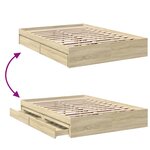 vidaXL Cadre de lit avec tiroirs sans matelas chêne sonoma 135x190 cm