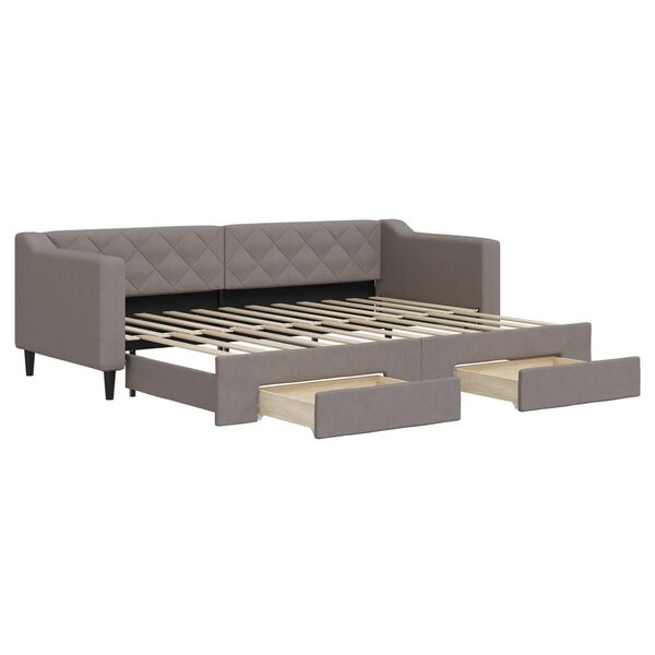 vidaXL Lit de jour avec gigogne et tiroirs taupe 80x200 cm tissu