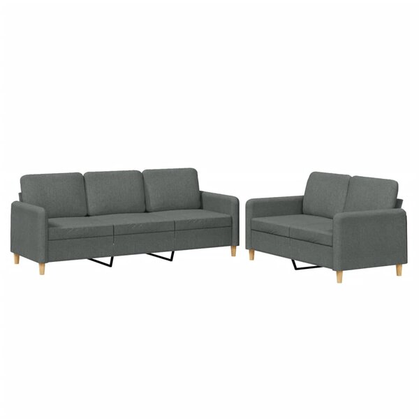 vidaXL Ensemble de canapés 2 Pièces avec coussins Gris foncé Tissu