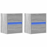 vidaXL Tables de chevet murales avec lumières LED 2 Pièces sonoma gris