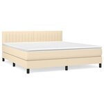 vidaXL Sommier à lattes de lit avec matelas Crème 160x200 cm Tissu