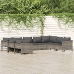 vidaXL Salon de jardin 9 Pièces avec coussins Gris Résine tressée