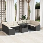 vidaXL Ensemble de canapé de jardin de 11 pièces avec coussins noirs en poly rotin