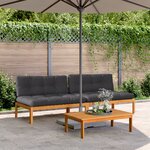 vidaXL Canapés centraux palette de jardin et coussins 2Pièces bois acacia
