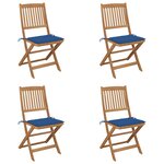 vidaXL Chaises pliables de jardin 4 Pièces avec coussins Bois d'acacia