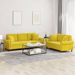 vidaXL Ensemble de canapés 2 Pièces avec coussins jaune velours