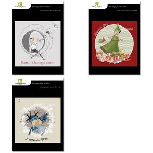 Lot de 3 cartes - voeux - dessins carine grebill