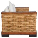 vidaXL Ensemble de canapés 2 Pièces avec coussins Marron Rotin naturel