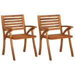 vidaXL Chaises à dîner de jardin 2 Pièces avec coussins Acacia massif