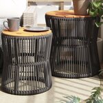 vidaXL Tables d'appoint de jardin 2 Pièces dessus en bois gris poly rotin