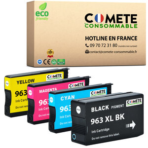963XL - 4 cartouches d'encre compatibles pour HP 963 XL - COMETE