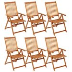 vidaXL Chaises pliables de jardin 6 Pièces avec coussins Bois d'acacia