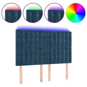 vidaXL Tête de lit à LED Bleu foncé 144x5x118/128 cm Velours