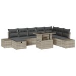vidaXL Ensemble de Canapé de Jardin 9 Pièces avec Coussins Gris Clair en Rattan Poly
