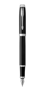 PARKER IM Stylo plume  laque noire  plume moyenne  encre bleue  Coffret cadeau