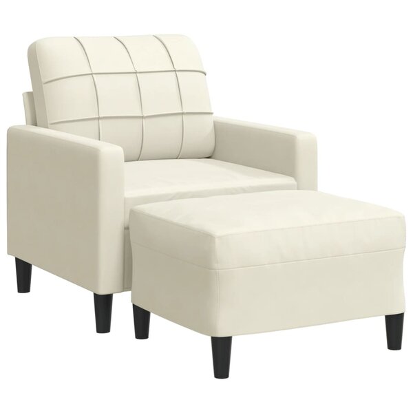 vidaXL Fauteuil avec repose-pied Crème 60 cm Velours