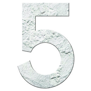 Numéro 5- Numéro adhésif pour boîtes aux lettres- Pierre véritable 50 mm Albatre