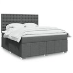 vidaXL Sommier à lattes de lit avec matelas Gris foncé 180x200cm Tissu