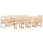 vidaXL Ensemble à dîner de jardin 11 Pièces bois massif de pin