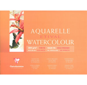 Bloc Etival grain fin 30x40 25F 300g encollé 4 côtés CLAIREFONTAINE