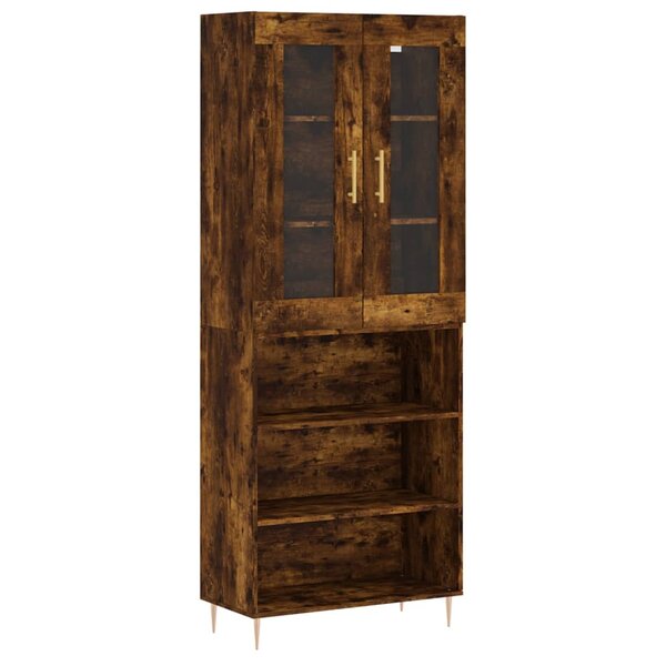 vidaXL Buffet haut Chêne fumé 69 5x34x180 cm Bois d'ingénierie