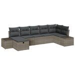 vidaXL Ensemble de canapé de jardin 7 pièces avec coussins gris en rotin poly