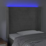 vidaXL Tête de lit à LED Gris clair 103x16x118/128 cm Velours