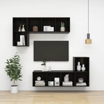 vidaXL Meuble TV mural Noir brillant 37x37x107 cm Bois d’ingénierie
