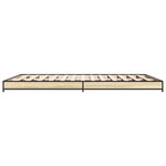 vidaXL Cadre de lit chêne sonoma 135x190 cm bois d'ingénierie et métal
