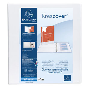Classeur Pp Personnalisable Kreacover - 4 Anneaux En D 50mm - A4 Maxi - Blanc - X 10 - Exacompta