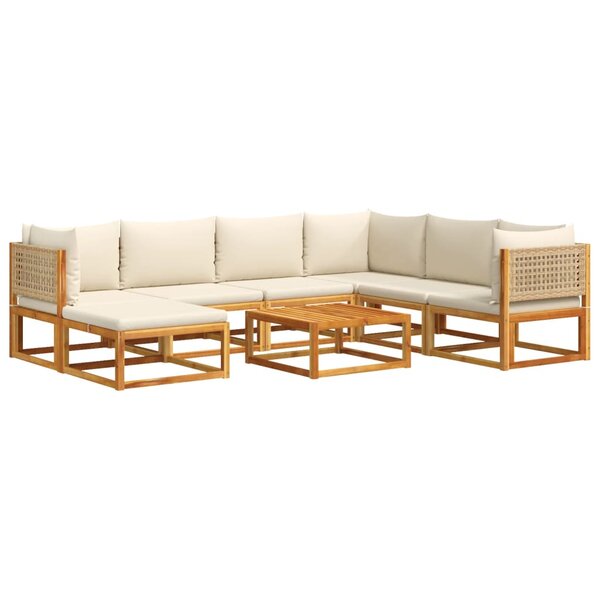 vidaXL Salon de jardin avec coussins 8 Pièces bois massif d'acacia