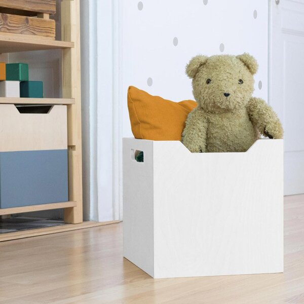 Boîte de rangement bois modèle 4 - poignées - Blanc - 33 x 33 x 37 cm