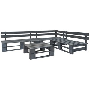 vidaXL Salon de jardin palette 4 Pièces Bois Gris