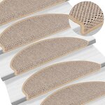 vidaXL Tapis d'escalier autocollants 15 Pièces 65x21x4 cm Beige clair