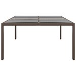 vidaXL Table de jardin avec dessus en verre Marron 200x150x75 cm Rotin