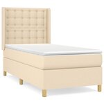 vidaXL Sommier à lattes de lit avec matelas Crème 100x200 cm Tissu