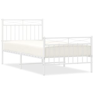 vidaXL Cadre de lit métal avec tête de lit/pied de lit blanc 90x200 cm