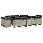 vidaXL Ensemble à manger de jardin et coussins 15 Pièces gris clair rotin