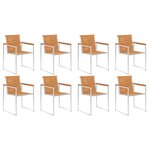 vidaXL Chaises de jardin 8 Pièces avec coussins Bois d'acacia solide