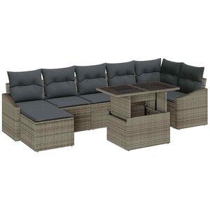 vidaXL Ensemble de canapé de jardin avec coussin 8 Pièces Gris