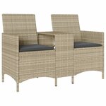 vidaXL Canapé de jardin 2 places avec table et coussins résine tressée