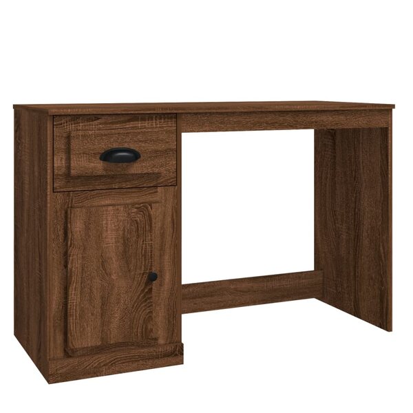 Bureau table poste de travail meuble d'ordinateur informatique étude avec tiroir chêne 115 x 50 x 75 cm bois d'ingénierie brun 02_0023448