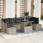 vidaXL Ensemble de canapé de jardin 8 pièces avec coussins gris clair en poly rattan