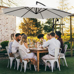Parasol déporté octogonal inclinable manivelle pied acier Ø 3 x 2 5H m crème