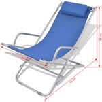 vidaXL Chaises inclinables de terrasse 2 Pièces Acier Bleu