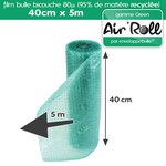 Lot de 20  rouleaux de film bulle d'air recycle largeur 40 cm x longueur 5 mètres - gamme air'roll green de la marque enveloppebulle