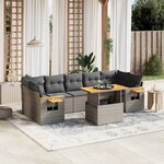 vidaXL Salon de jardin 8 Pièces avec coussins gris résine tressée